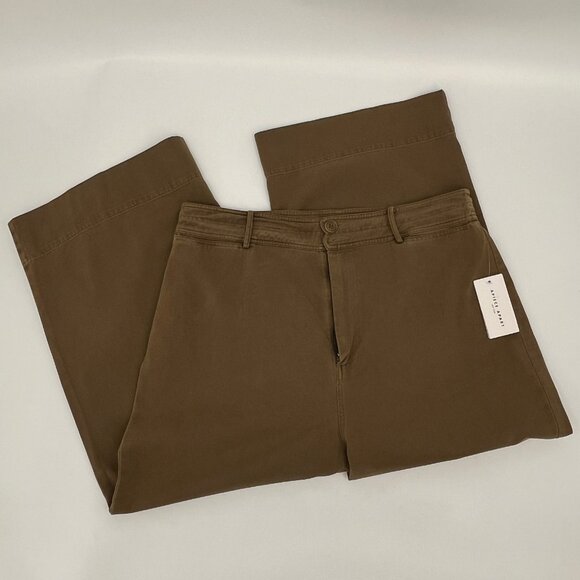 Apiece Apart Merida Pants Size 14 Olive Cotton Relaxed Straight High Waist - Picture 3 of 13